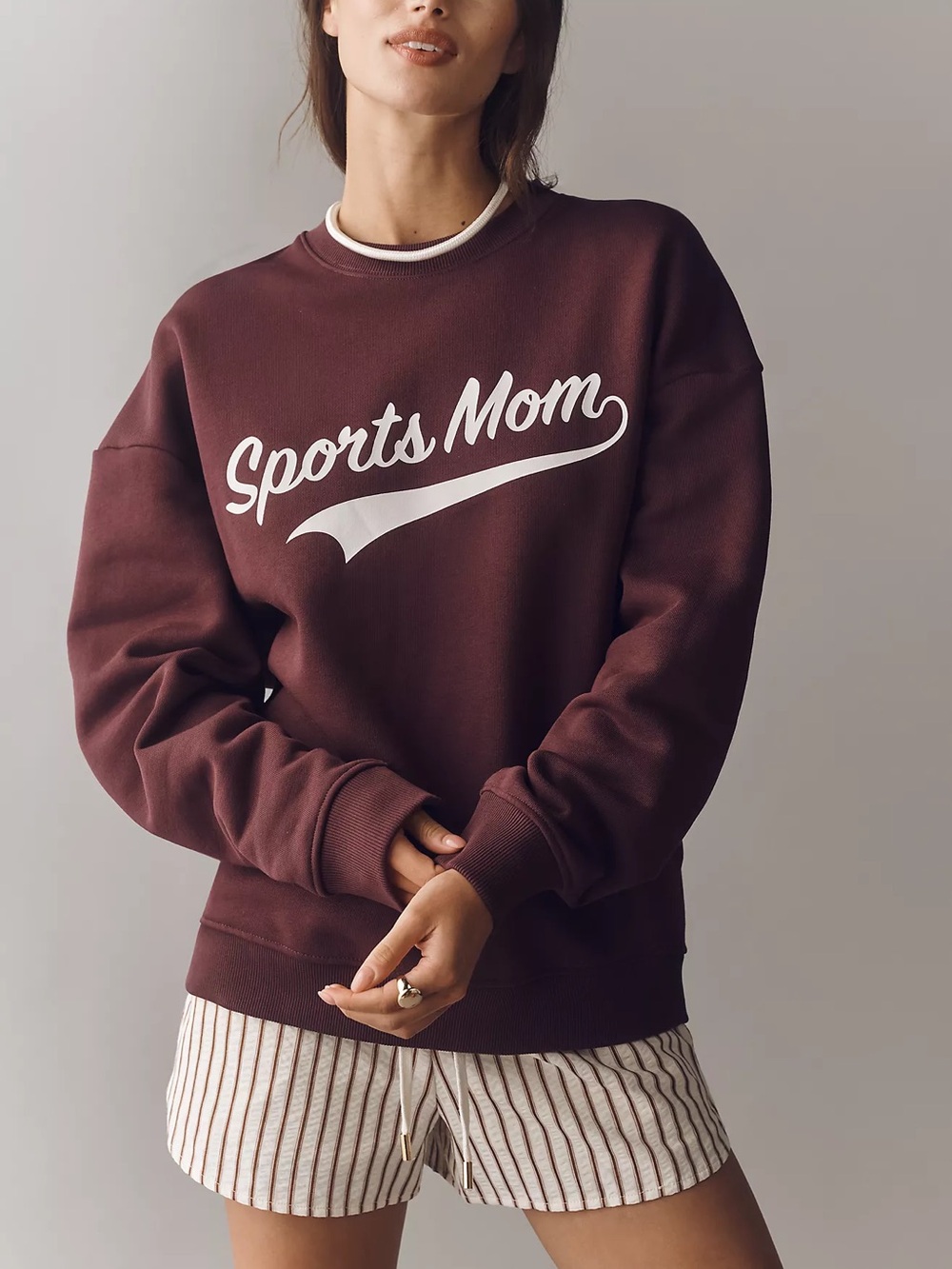 Favorite Daughter Sports Mom Sweatshirt in Burgundy / Gardenia